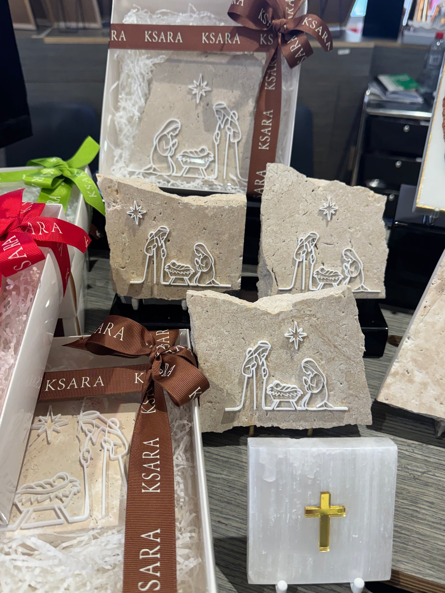 Holy Family on Travertine