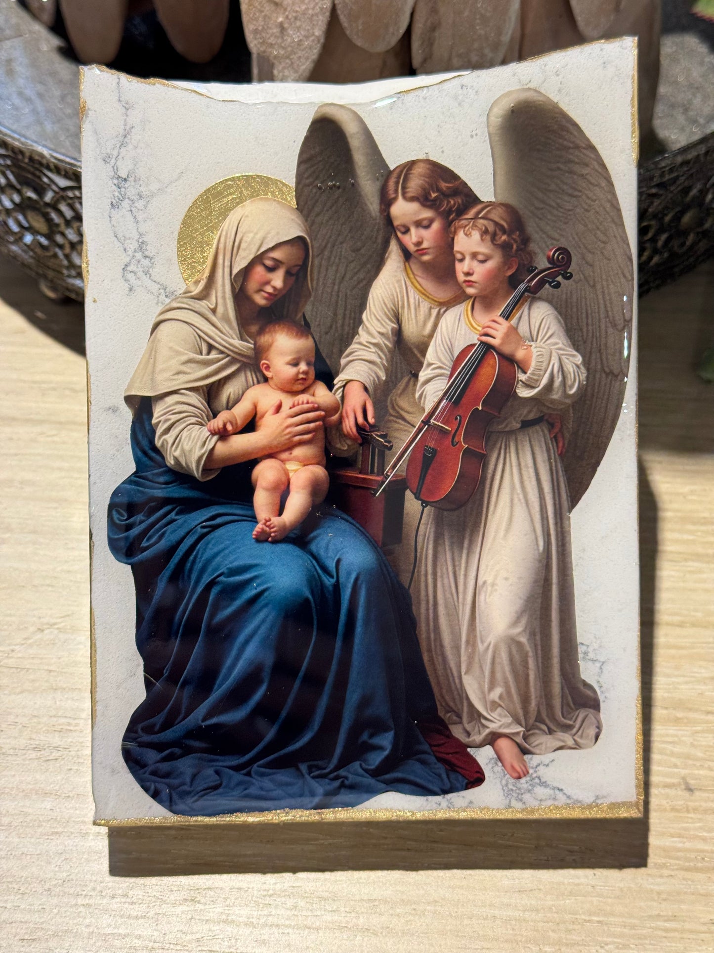 Mother Mary with Baby & Angels