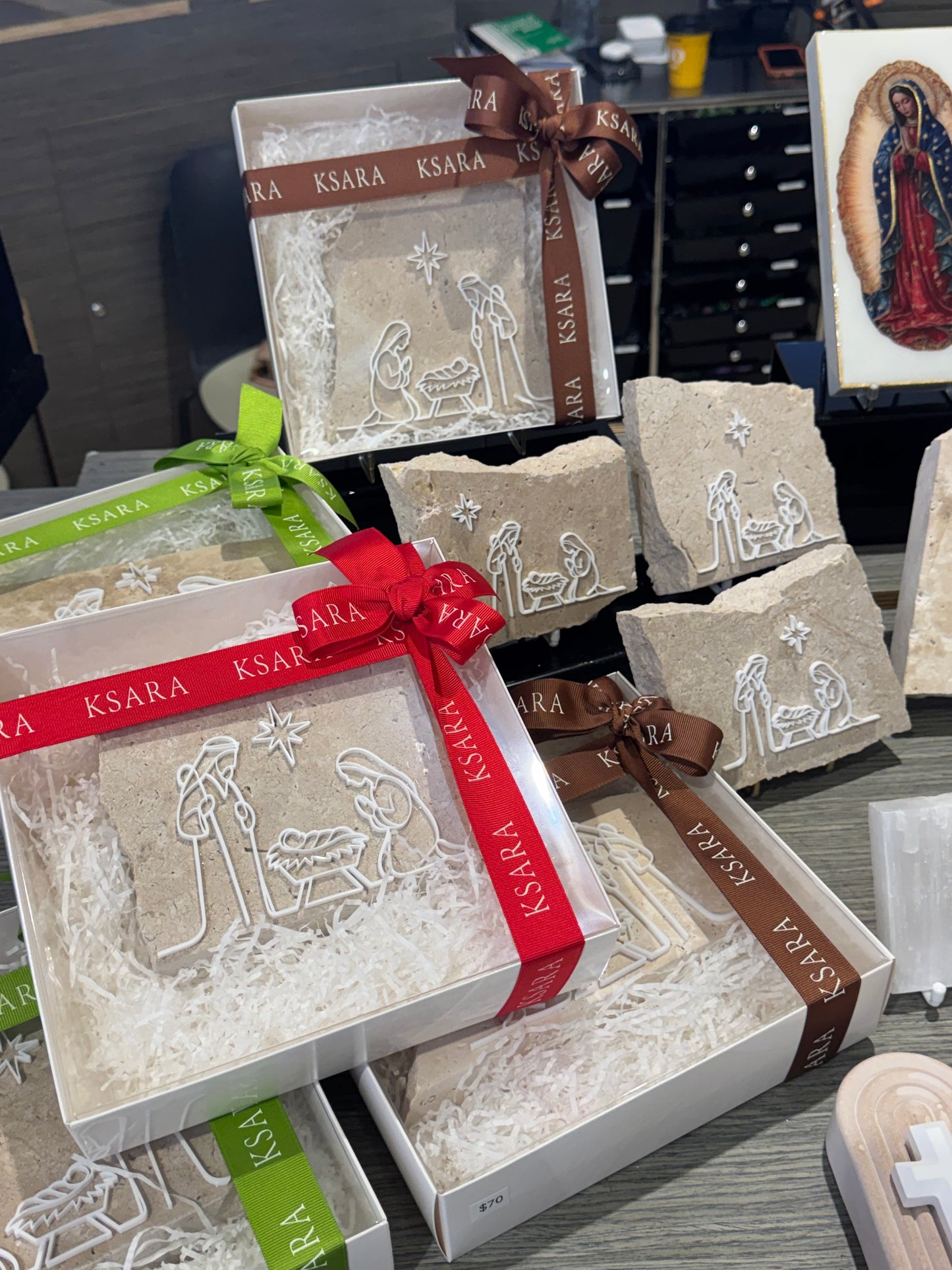 Holy Family on Travertine