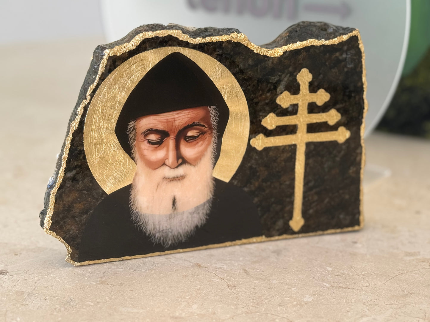 Customised St. Charbel with Maronite Cross